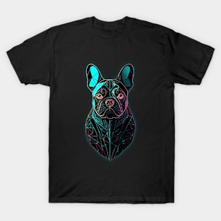 Geometric Neon Glow French Bulldog T-Shirt